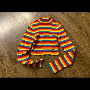 Minga Striped Sweater Crop Top